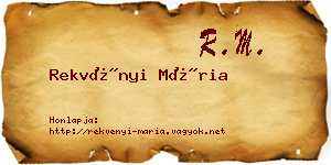 Rekvényi Mária névjegykártya